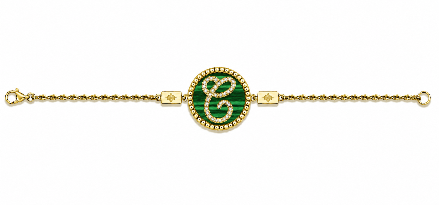 bracciale "lettera" malachite dorato