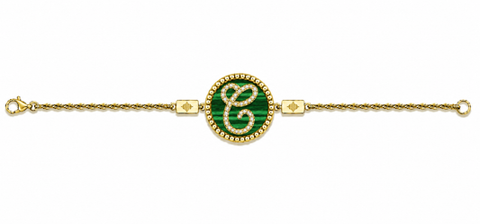 Bracciale "Lettera" Malachite Dorato