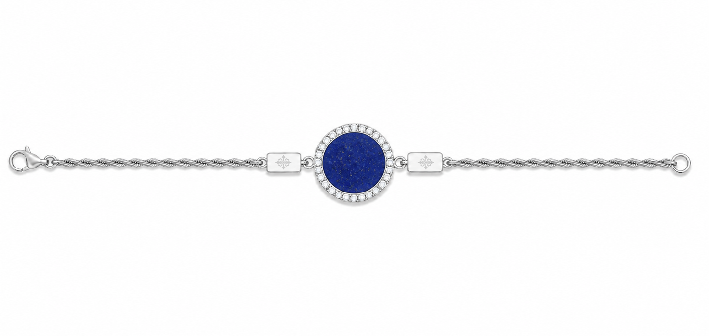 bracciale "sole" lapislazzuli bianco rodiato