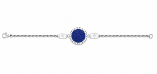 Bracciale "Sole" Lapislazzuli Bianco Rodiato