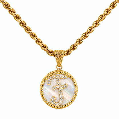 Collana con Pendente "Lettera" Piccolo Madreperla Dorato