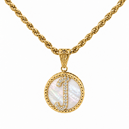 Collana con Pendente "Lettera" Piccolo Madreperla Dorato