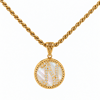 Collana con Pendente "Lettera" Piccolo Madreperla Dorato