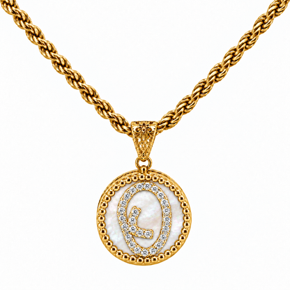 Collana con Pendente "Lettera" Piccolo Madreperla Dorato