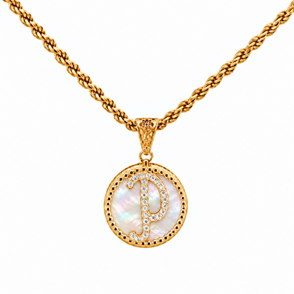 Collana con Pendente "Lettera" Piccolo Madreperla Dorato