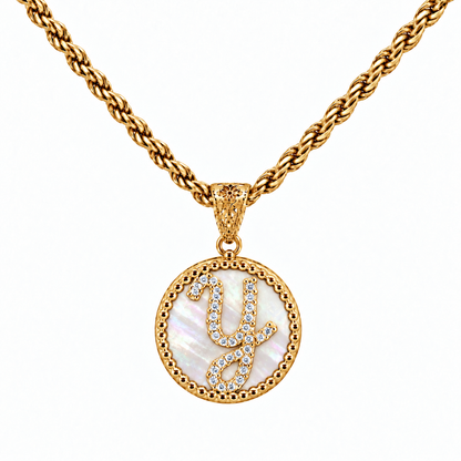 Collana con Pendente "Lettera" Piccolo Madreperla Dorato