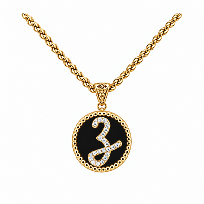 Collana con Pendente "Lettera" Piccolo Onice Dorato